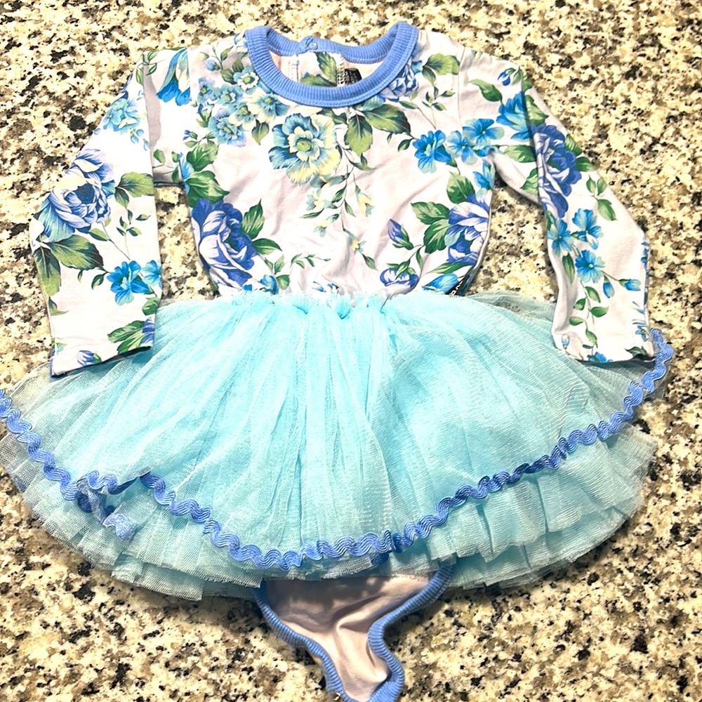 Rock Your Baby Floral Long Sleeved Tutu Onesie 12-18M EUC